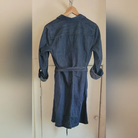 Talbots Shirt Dress Womens Size 10P Denim Long Sleeve Button Up Belted P2P 19" - Picture 3 of 9